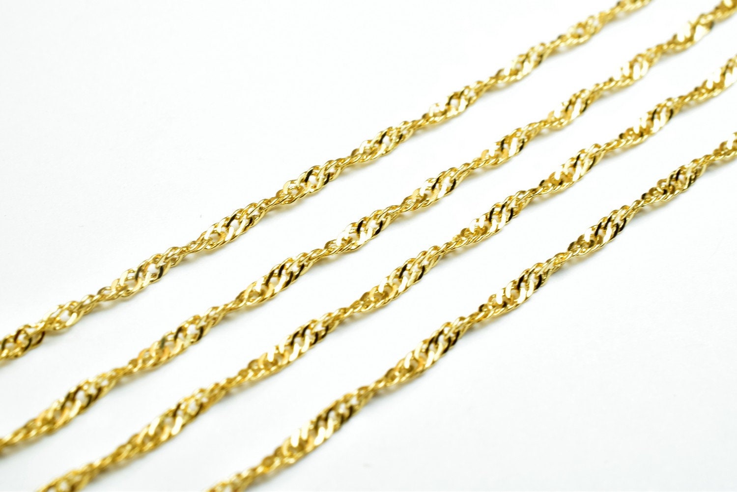 2.5mm 18K as Gold Filled* Singapore Chain 19 1/2" Inch, Thickness 0.5mm as Gold Filled* Chain Finding Chain for Jewelry Ma...