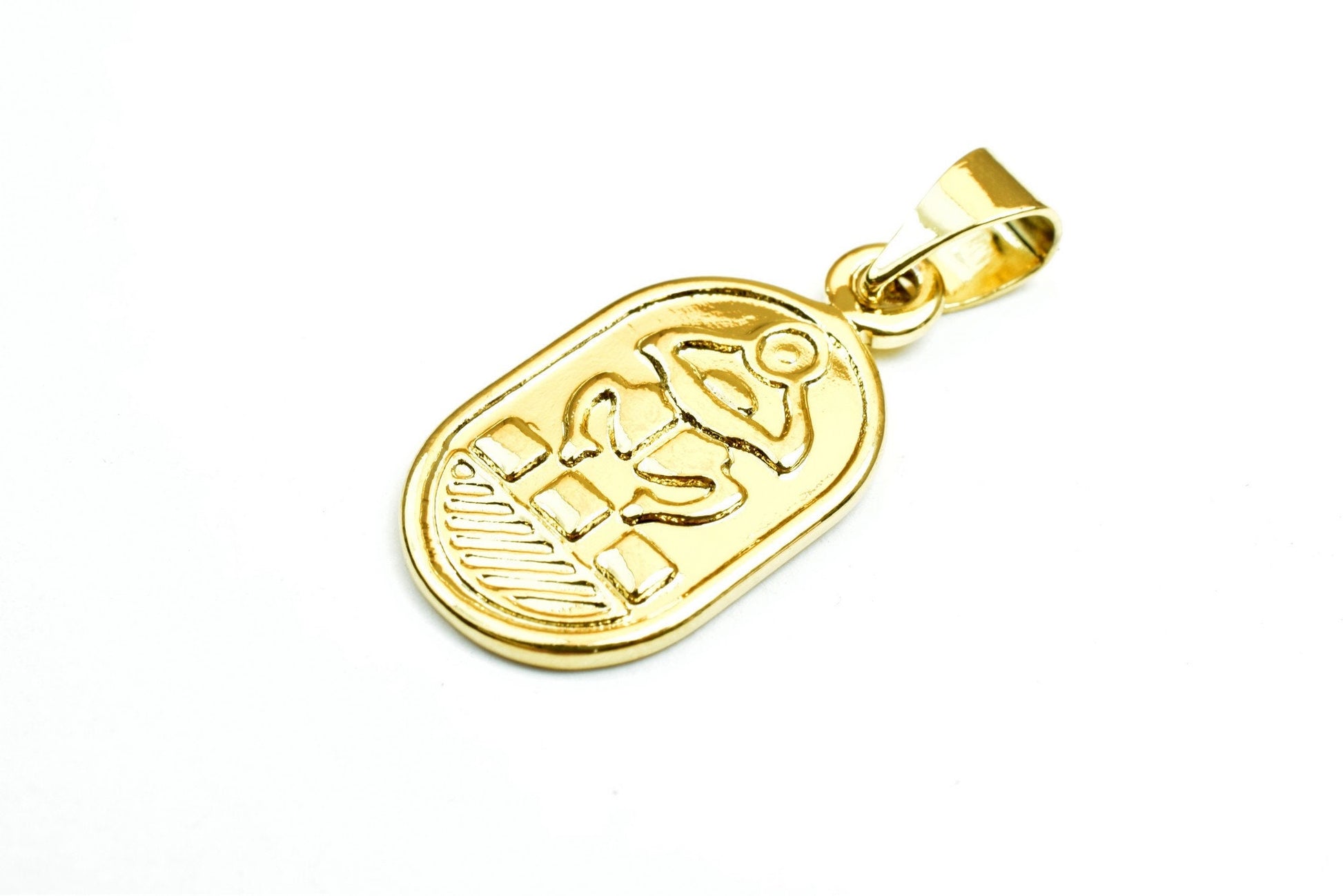 Fascinating Hallmark 18K Gold Filled Pharaoh's Luck Scarab Charm Size 24x13mm Egyptian Pharaoh Pendant For Jewelry Making...