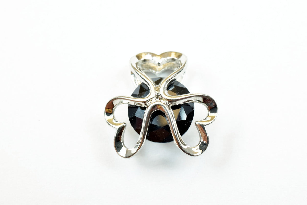 Heart Flower Charm Pendant: White Gold Filled Rhodium Plated Jewelry Accent (15mm, CZ Cubic Zirconia, Tarnish Resistant)
