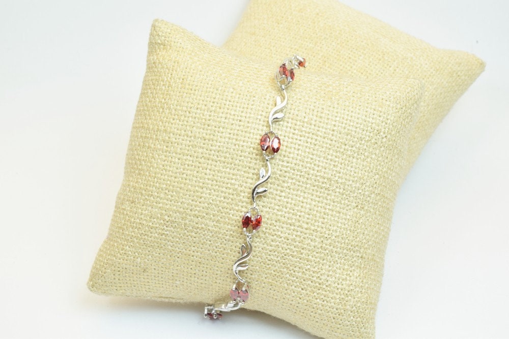 18K White as Gold Filled* Tennis Bracelet Rhodium Chain With Cubic Zirconia Size 6.80" Inches Bling Bling Jewelry Making I...