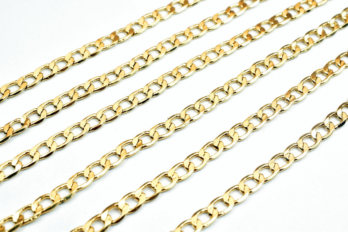 17 1/4" 18K Gold Filled EP Figaro Curb Chain Width 3mm, Thickness 1mm Bohemian Findings Jewelry For Jewelry Making jewelry...