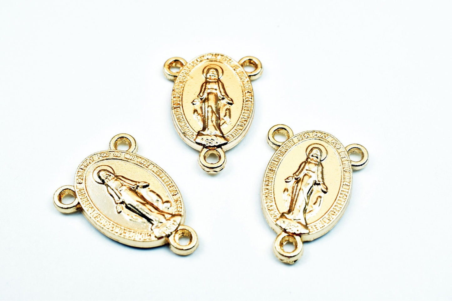Virgin Mother Mary Rosary Connector: 18K Tarnish Resistant Gold, Durable Religious Medal | Base, Tarnish Resistant | 20x14.5mm