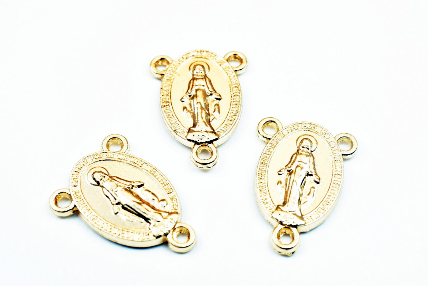 Virgin Mother Mary Rosary Connector: 18K Tarnish Resistant Gold, Durable Religious Medal | Base, Tarnish Resistant | 20x14.5mm