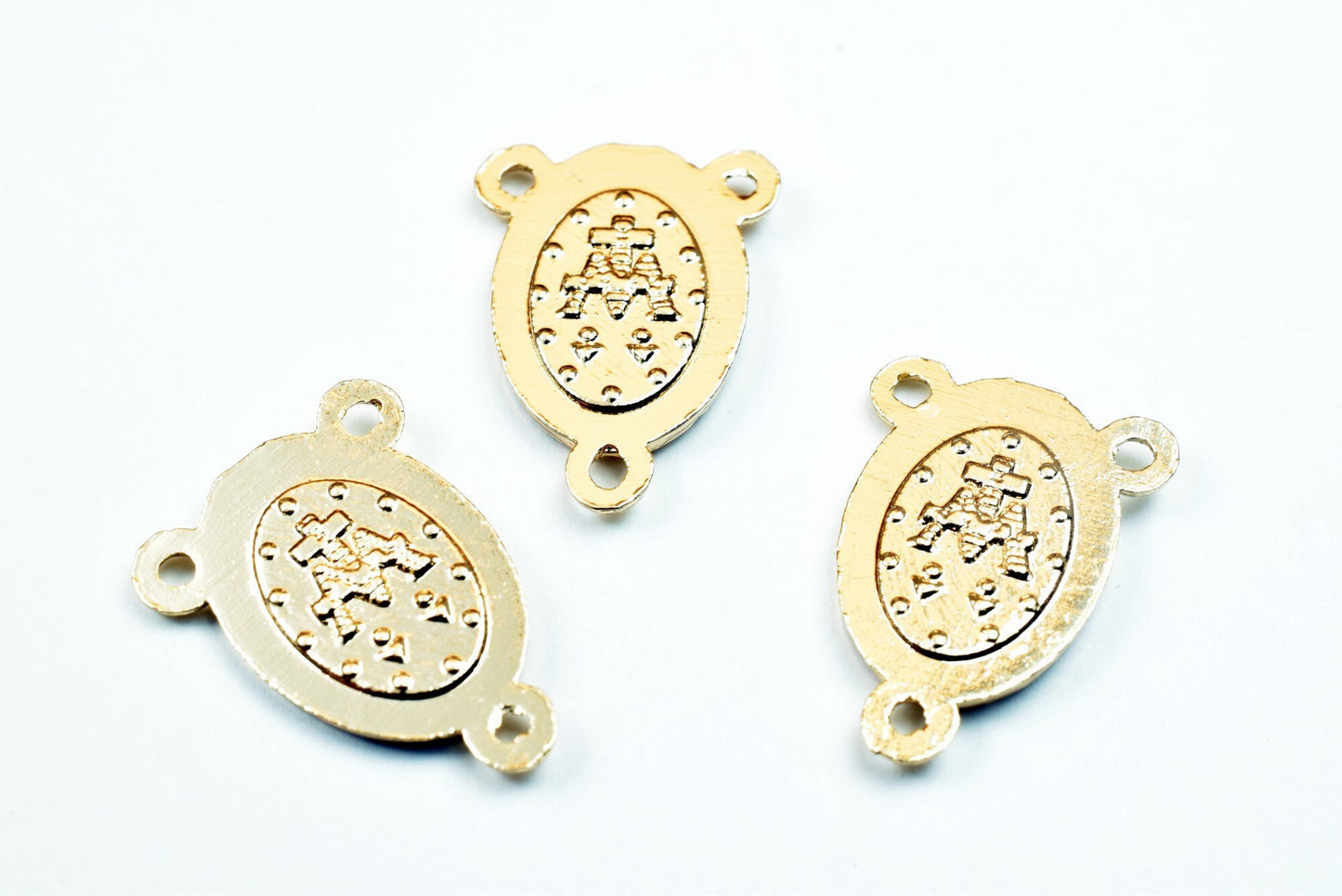 Virgin Mother Mary Rosary Connector: 18K Tarnish Resistant Gold, Durable Religious Medal | Base, Tarnish Resistant | 20x14.5mm