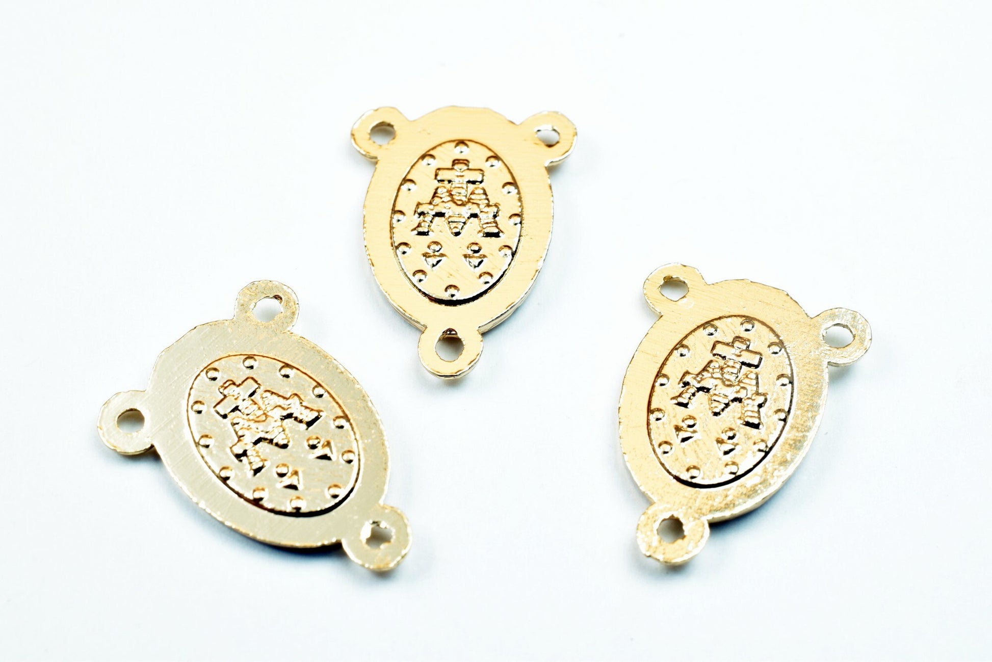Virgin Mother Mary Rosary Connector: 18K Tarnish Resistant Gold, Durable Religious Medal | Base, Tarnish Resistant | 20x14.5mm