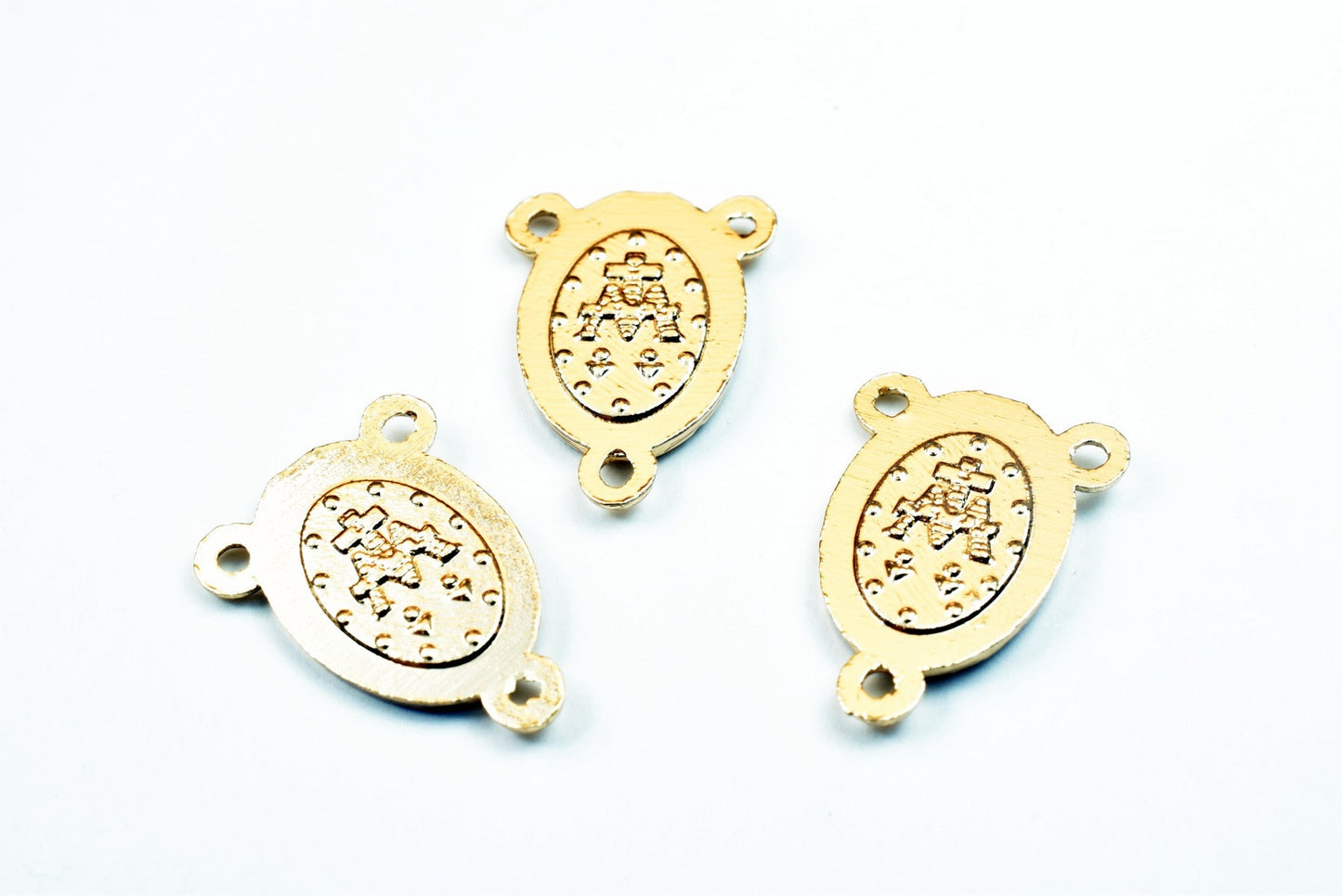Virgin Mother Mary Rosary Connector: 18K Tarnish Resistant Gold, Durable Religious Medal | Base, Tarnish Resistant | 20x14.5mm
