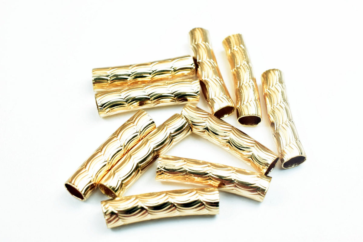18K as Gold Filled* Tube 4x17mm 18K as Gold Filled* Diamond Cut Curve Tube Jewelry Finding Part For Jewelry Making jewelry...