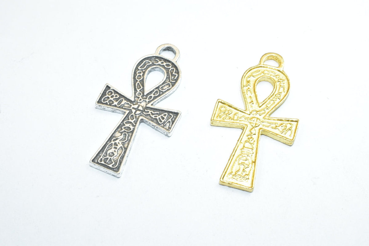 15PCs Egyptian Ankh Life Symbol Key Charm Size 36x20mm Silver or Gold Charm Egyptian Pendant For Jewelry Making jewelry ma...