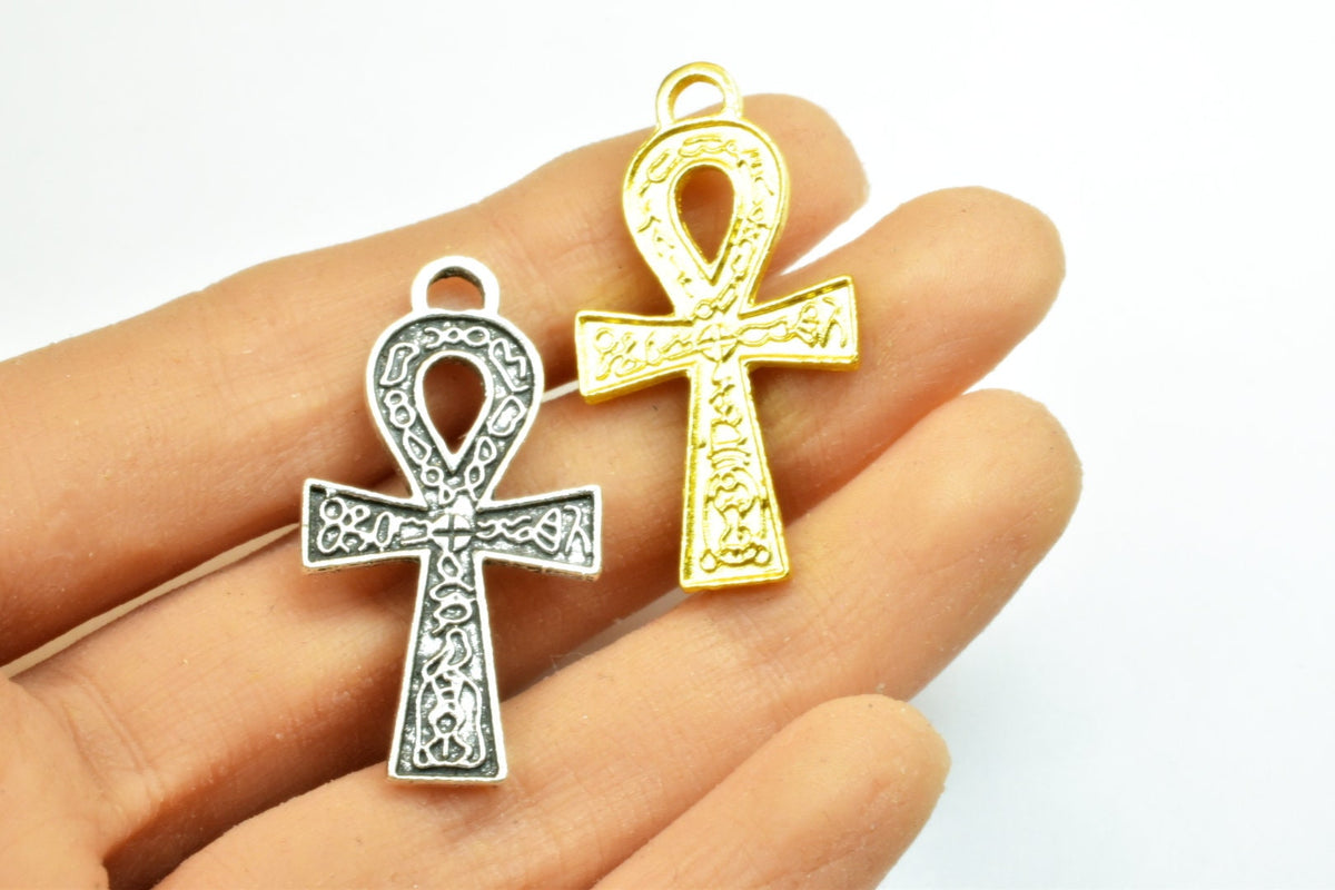 15PCs Egyptian Ankh Life Symbol Key Charm Size 36x20mm Silver or Gold Charm Egyptian Pendant For Jewelry Making jewelry ma...