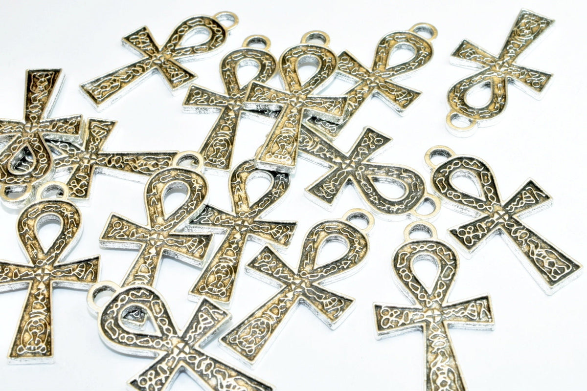 15PCs Egyptian Ankh Life Symbol Key Charm Size 36x20mm Silver or Gold Charm Egyptian Pendant For Jewelry Making jewelry ma...