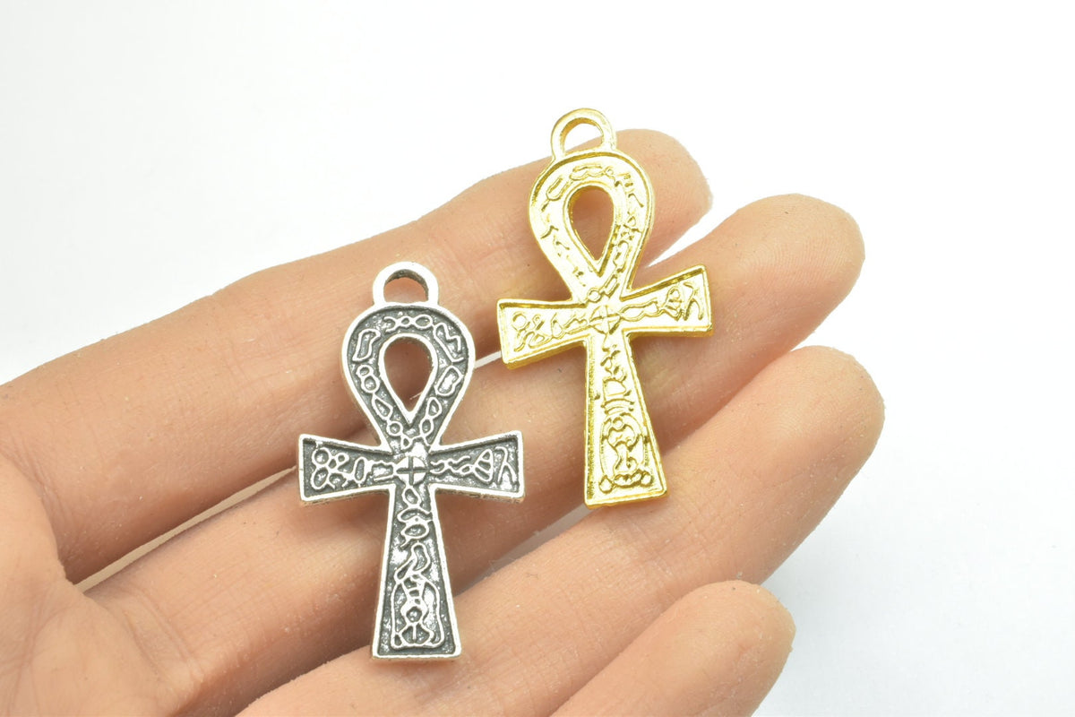 15PCs Egyptian Ankh Life Symbol Key Charm Size 36x20mm Silver or Gold Charm Egyptian Pendant For Jewelry Making jewelry ma...