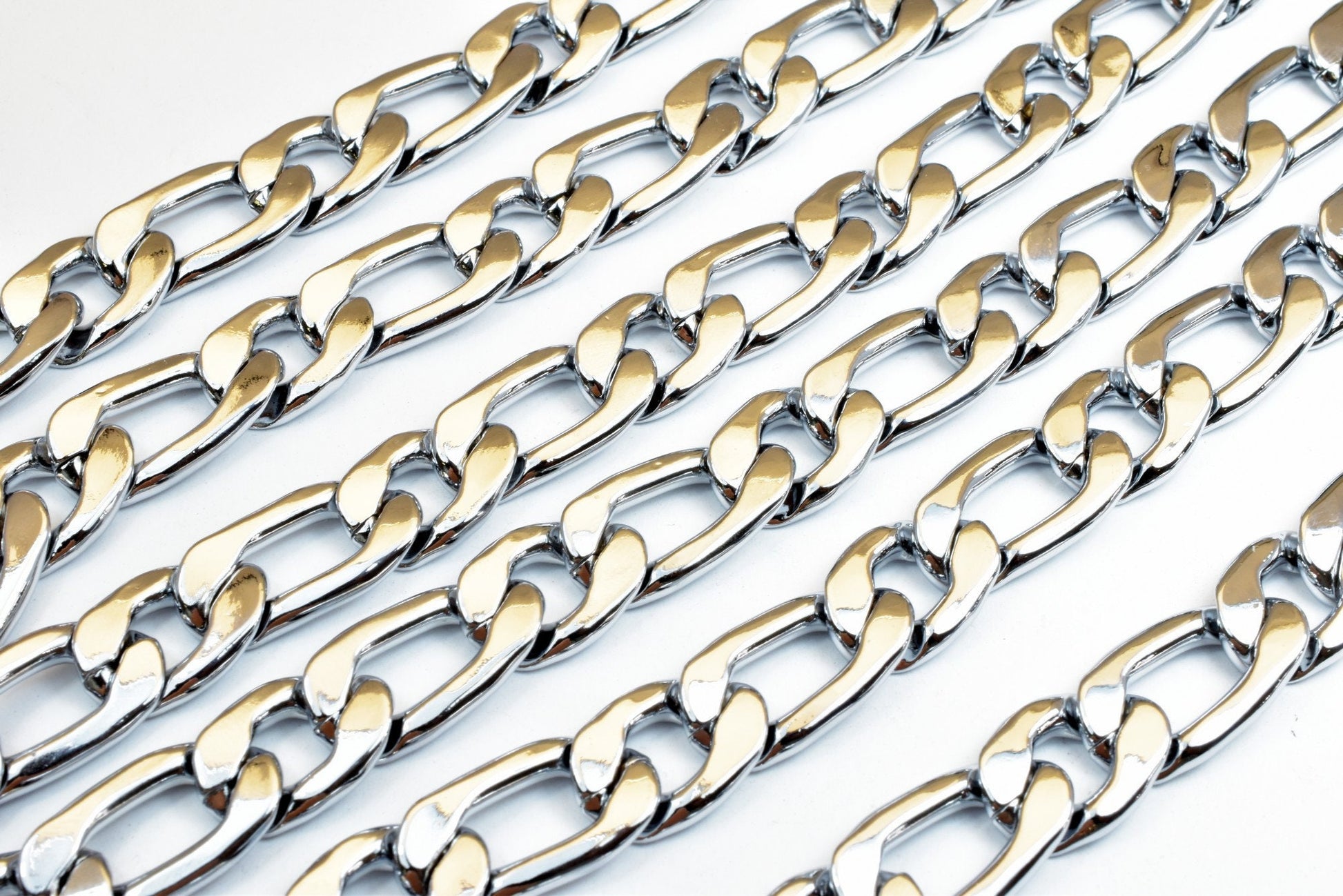Cuban Rhodium Filled White Gold Filled Chain 23" Inch, Size 12x4mm CS17 For Jewelry Making jewelry making supplies