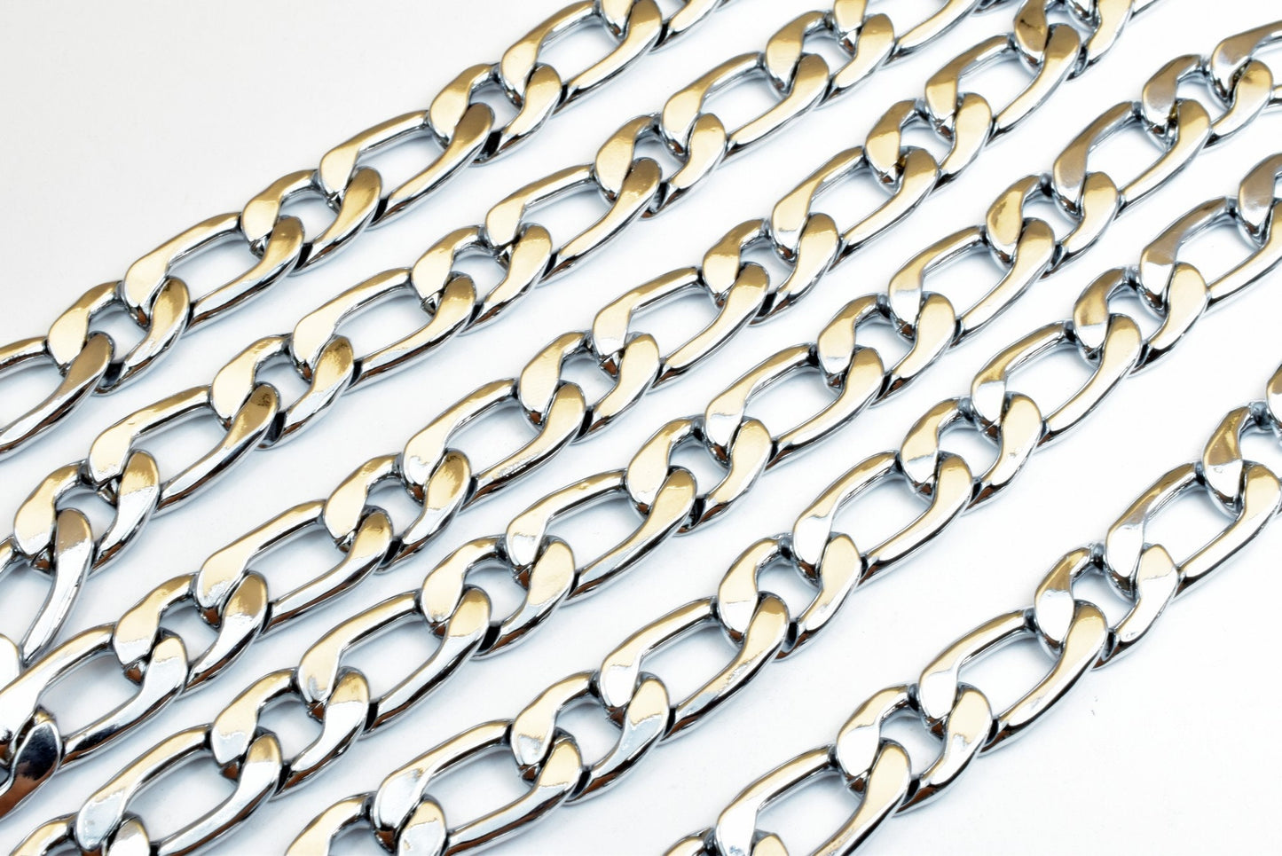 Cuban Rhodium Filled White Gold Filled Chain 23" Inch, Size 12x4mm CS17 For Jewelry Making jewelry making supplies - detai...