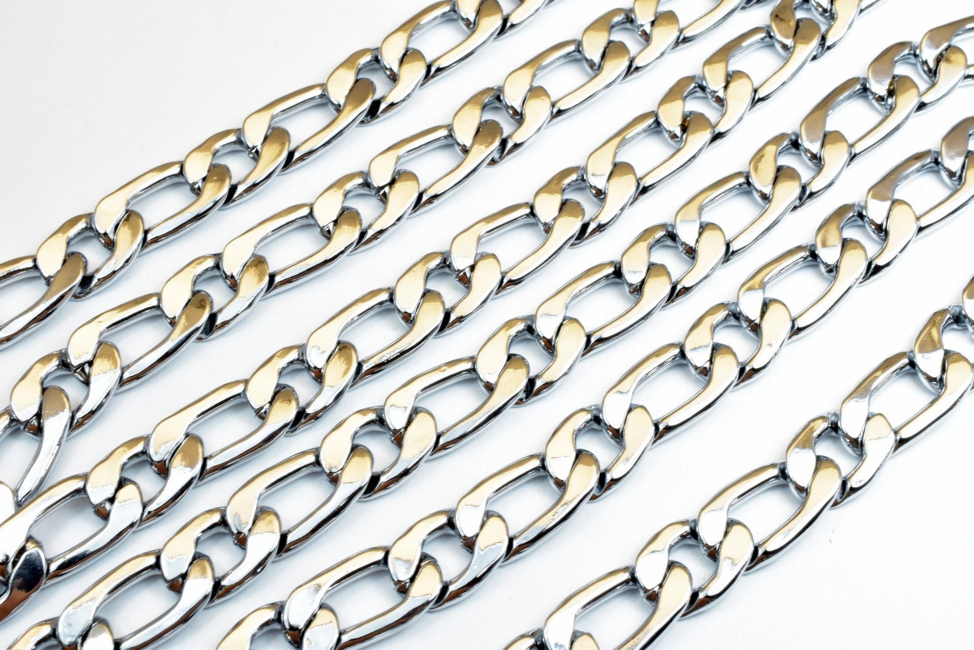 Cuban Rhodium Filled White Gold Filled Chain 23" Inch, Size 12x4mm CS17 For Jewelry Making jewelry making supplies - detai...