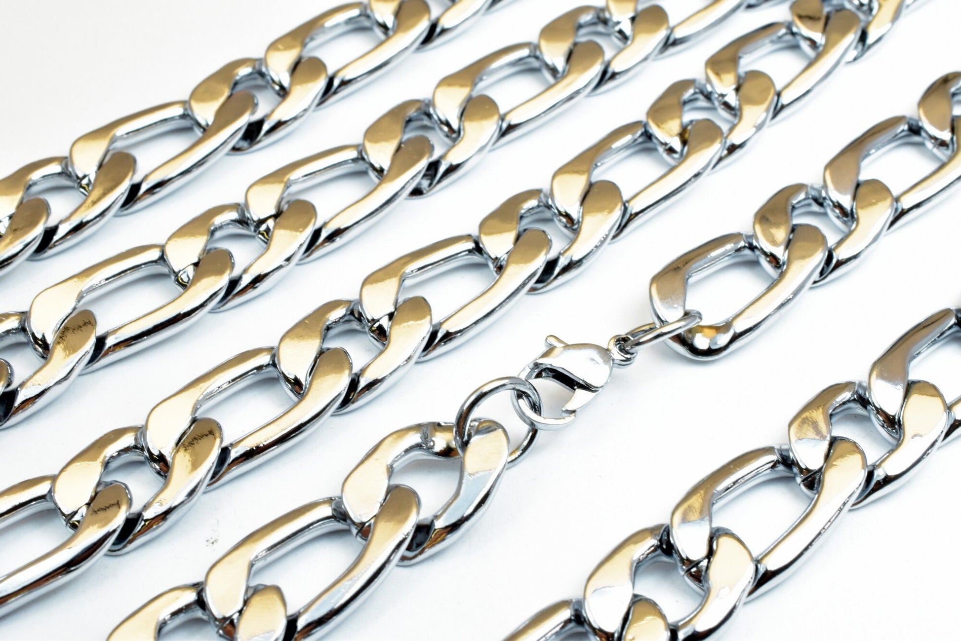 Cuban Rhodium Filled White Gold Filled Chain 23" Inch, Size 12x4mm CS17 For Jewelry Making jewelry making supplies - detai...
