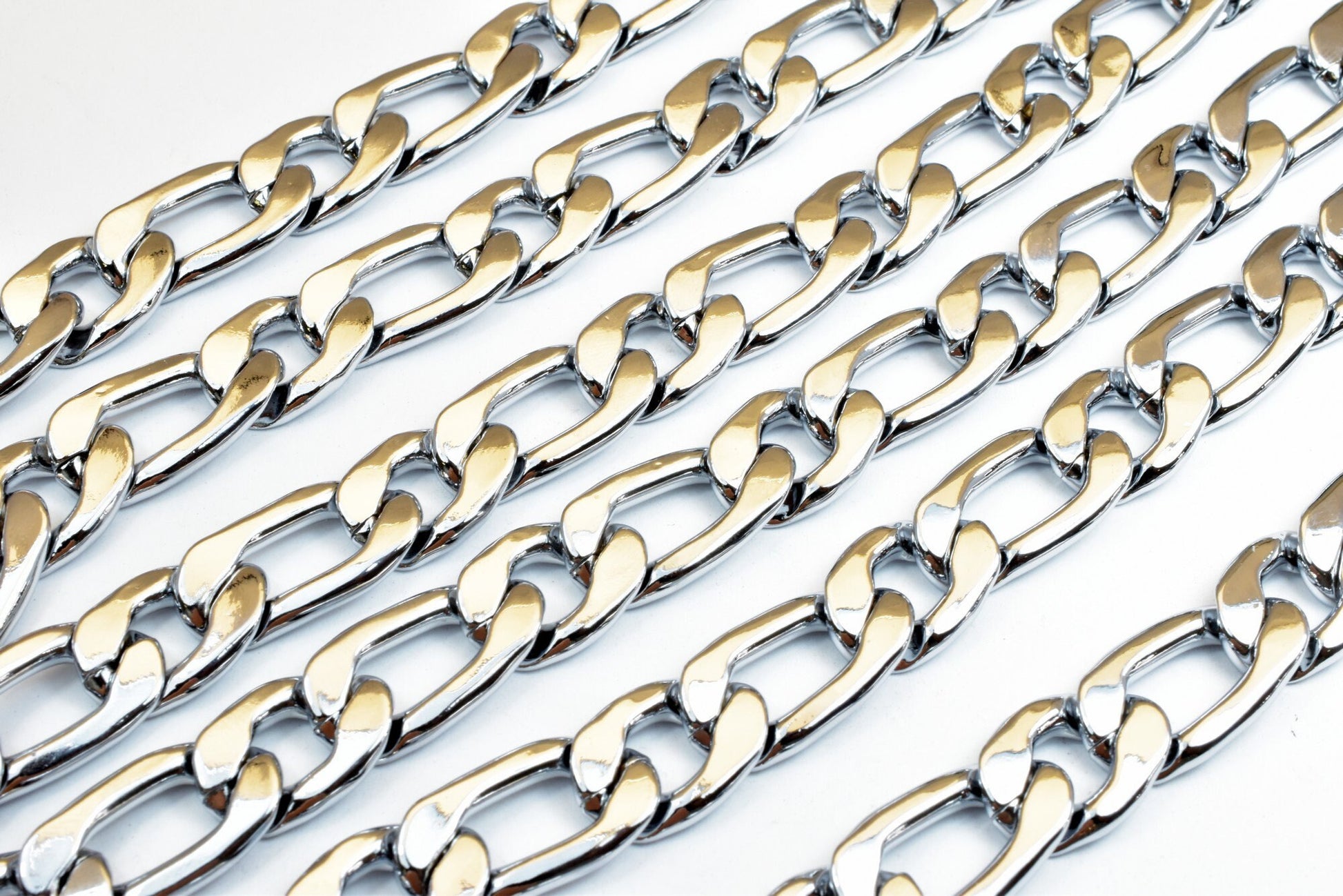 Cuban Rhodium Filled White Gold Filled Chain 23" Inch, Size 12x4mm CS17 For Jewelry Making jewelry making supplies - detai...