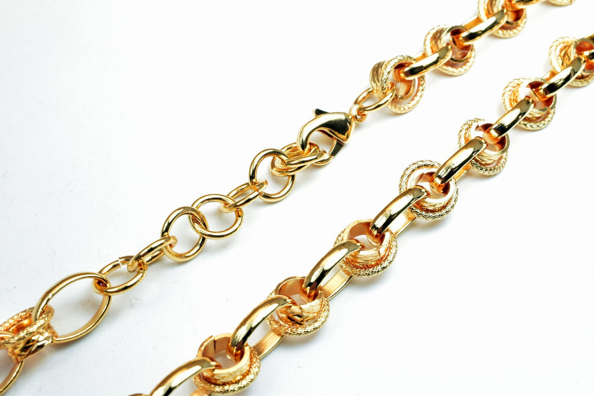 18K Pinky gold filled EP tarnish resistant Cable Chain 20" Inches Long 10mm width 9mm Thickness Findings For Jewelry Makin...