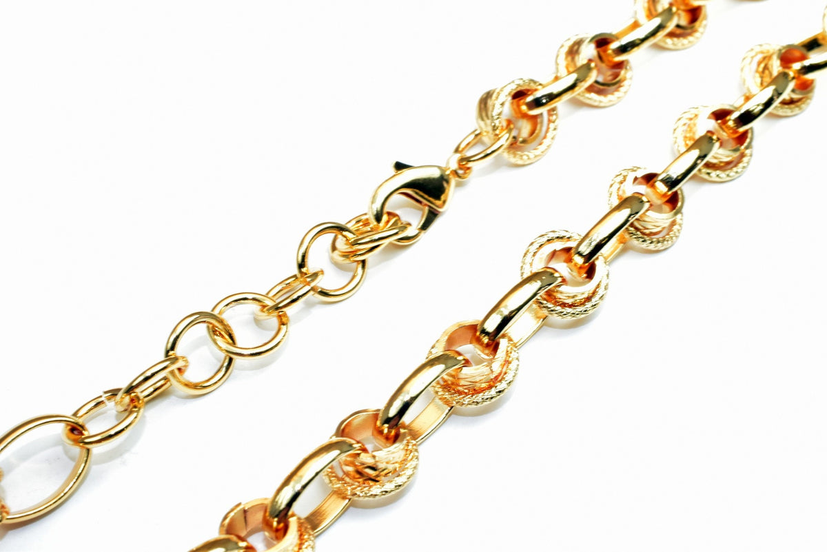 18K Pinky gold filled EP tarnish resistant Cable Chain 20" Inches Long 10mm width 9mm Thickness Findings For Jewelry Makin...