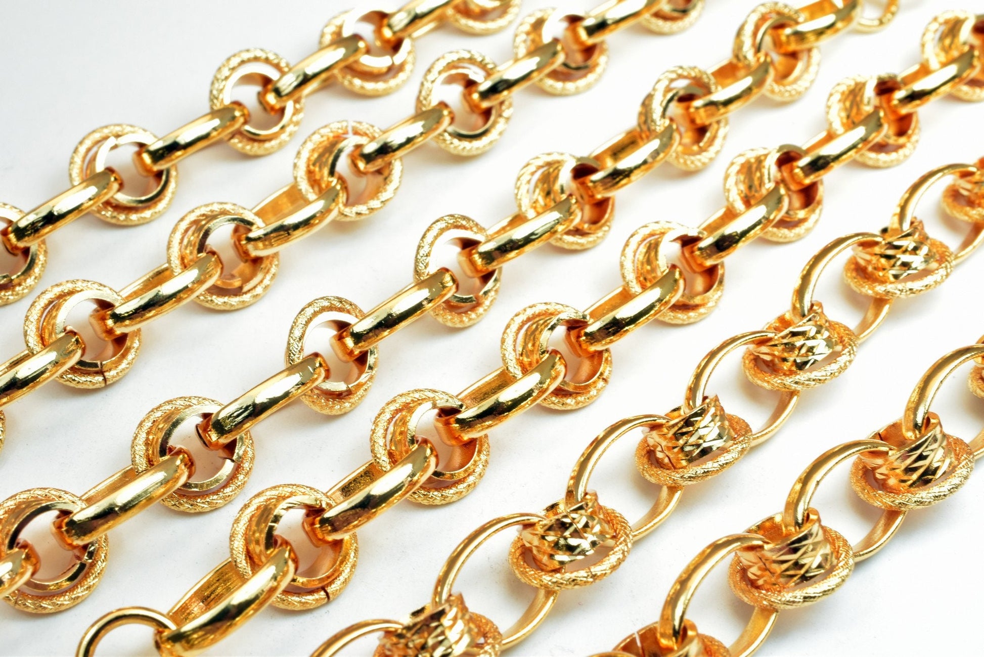 18K Pinky gold filled EP tarnish resistant Cable Chain 20" Inches Long 10mm width 9mm Thickness Findings For Jewelry Makin...