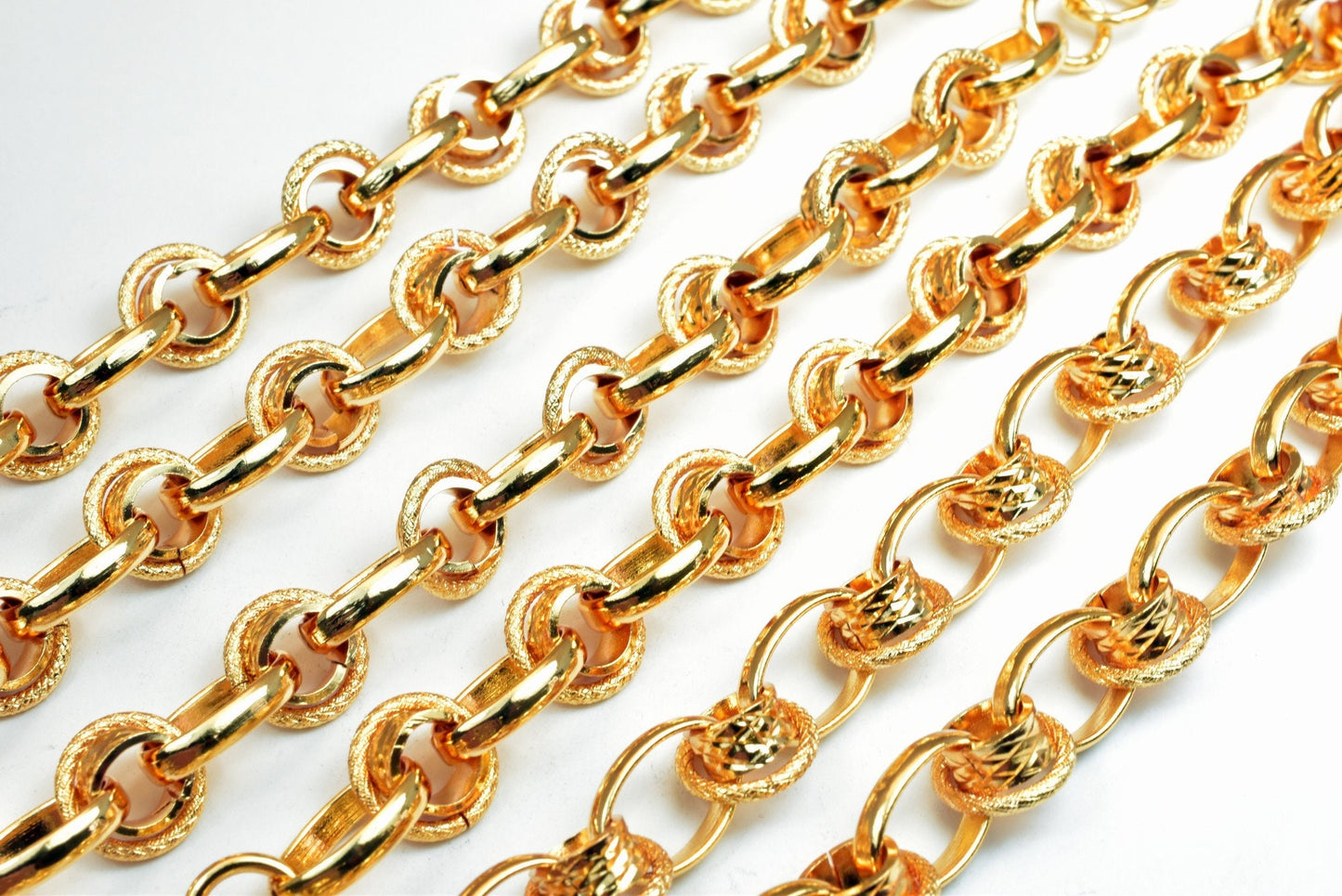 18K Pinky gold filled EP tarnish resistant Cable Chain 20" Inches Long 10mm width 9mm Thickness Findings For Jewelry Makin...