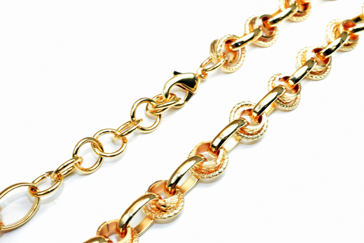 18K Pinky gold filled EP tarnish resistant Cable Chain 20" Inches Long 10mm width 9mm Thickness Findings For Jewelry Makin...