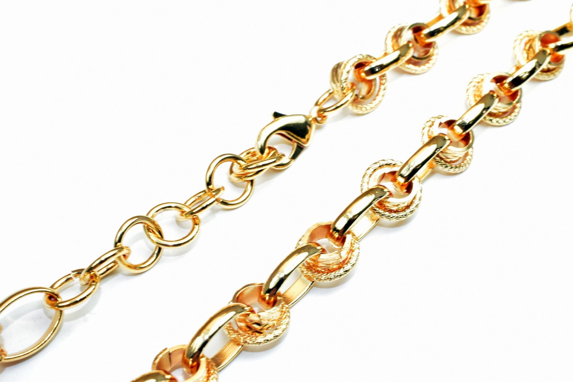 18K Pinky gold filled EP tarnish resistant Cable Chain 20" Inches Long 10mm width 9mm Thickness Findings For Jewelry Makin...