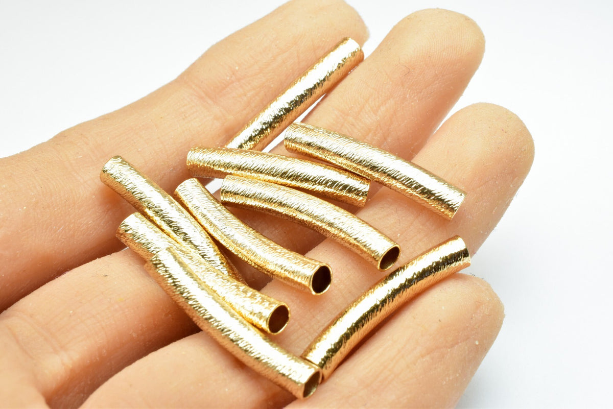 Gold Filled Alternative Diamond Cut Curve Tube Finding, 4x25mm, Tarnish Resistant Finish (Jewelry Design Components)