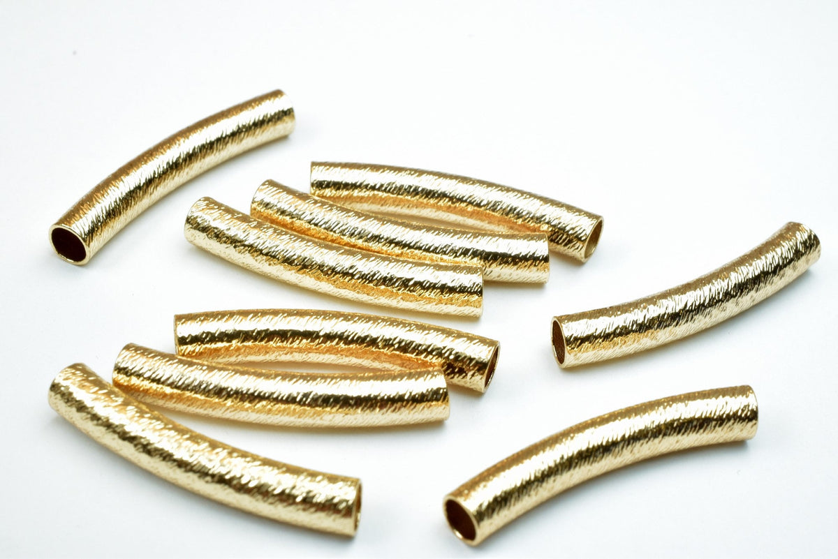 Gold Filled Alternative Diamond Cut Curve Tube Finding, 4x25mm, Tarnish Resistant Finish (Jewelry Design Components)