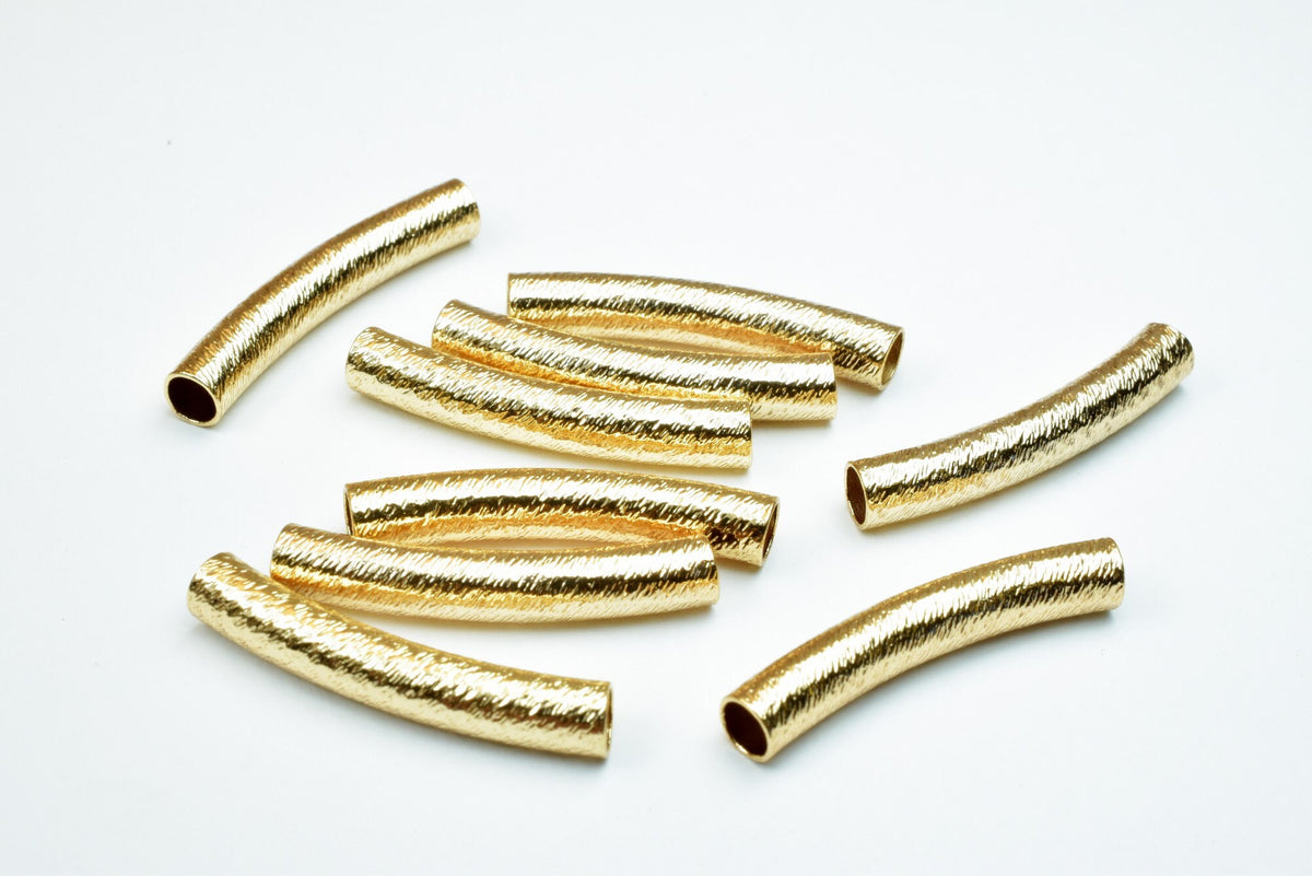 Gold Filled Alternative Diamond Cut Curve Tube Finding, 4x25mm, Tarnish Resistant Finish (Jewelry Design Components)