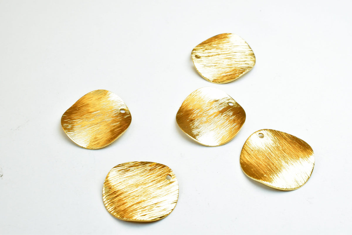 Gold Filled Alternative Disc: 18mm Round Wave Stamping Tag - Tarnish Resistant, Base , Jewelry Craft Findings