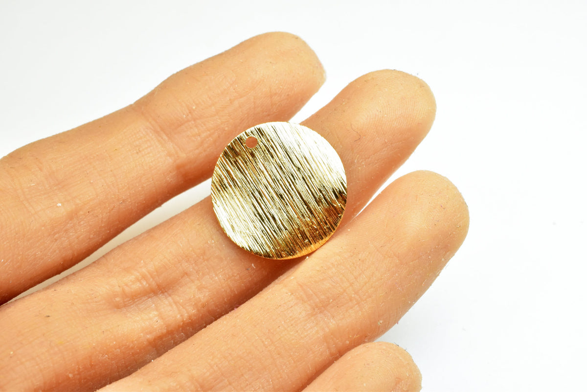 Gold Filled Alternative Disc: 18mm Round Wave Stamping Tag - Tarnish Resistant, Base , Jewelry Craft Findings
