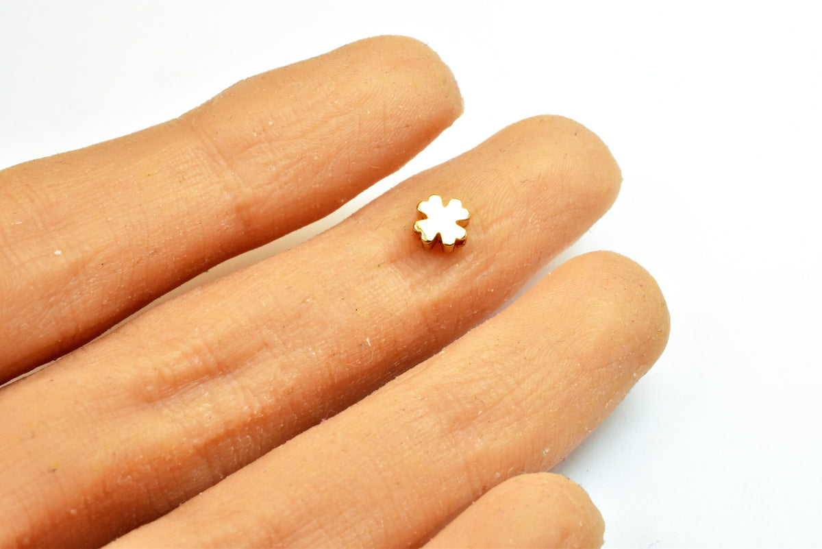 18K Gold Filled Flower Beads Size 5mm, Solid Spacer Beads, 50 PCs Teeny Tiny Findings For Jewelry Making GF07 jewelry maki...