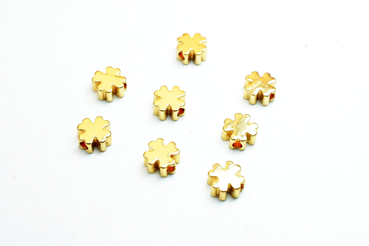 18K Gold Filled Flower Beads Size 5mm, Solid Spacer Beads, 50 PCs Teeny Tiny Findings For Jewelry Making GF07 jewelry maki...