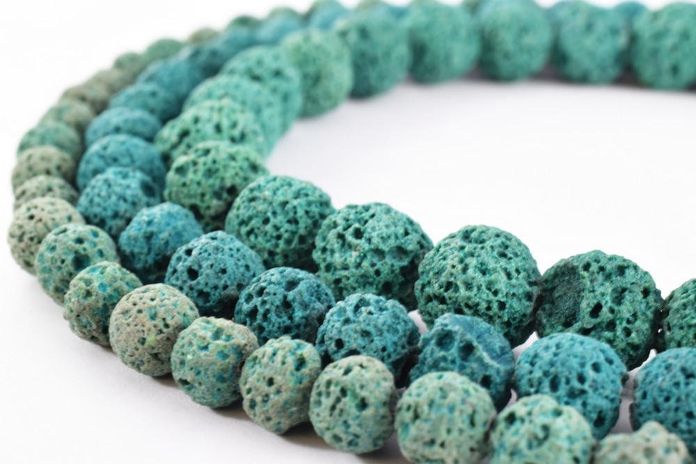 Forest Green Natural Lava Stone Beads Round 6mm/8mm/10mm Gemstone Jewelry Loose Beads 15.5 inch Strand jewelry making supp...