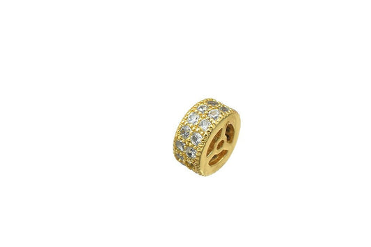 18K Gold Filled Alternative Micro Pave Beads: Sparkling Clear Cubic Zirconia (10mm, Hole 1.5mm, Craft Findings)