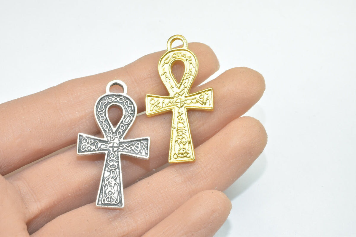 15PCs Egyptian Ankh Life Symbol Key Charm Size 36x20mm Silver or Gold Charm Egyptian Pendant For Jewelry Making jewelry ma...