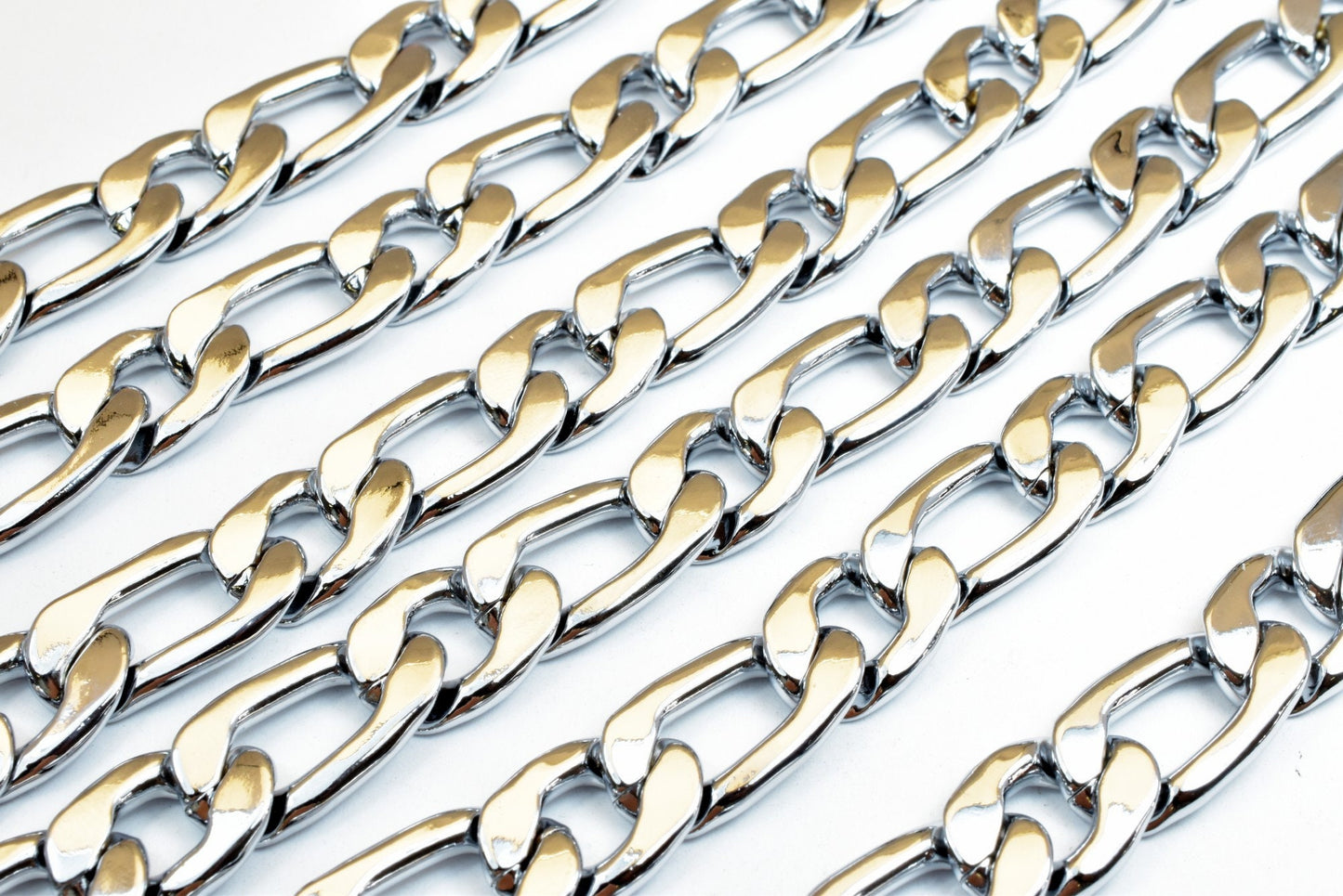Cuban Rhodium Filled White Gold Filled Chain 23" Inch, Size 12x4mm CS17 For Jewelry Making jewelry making supplies - detai...