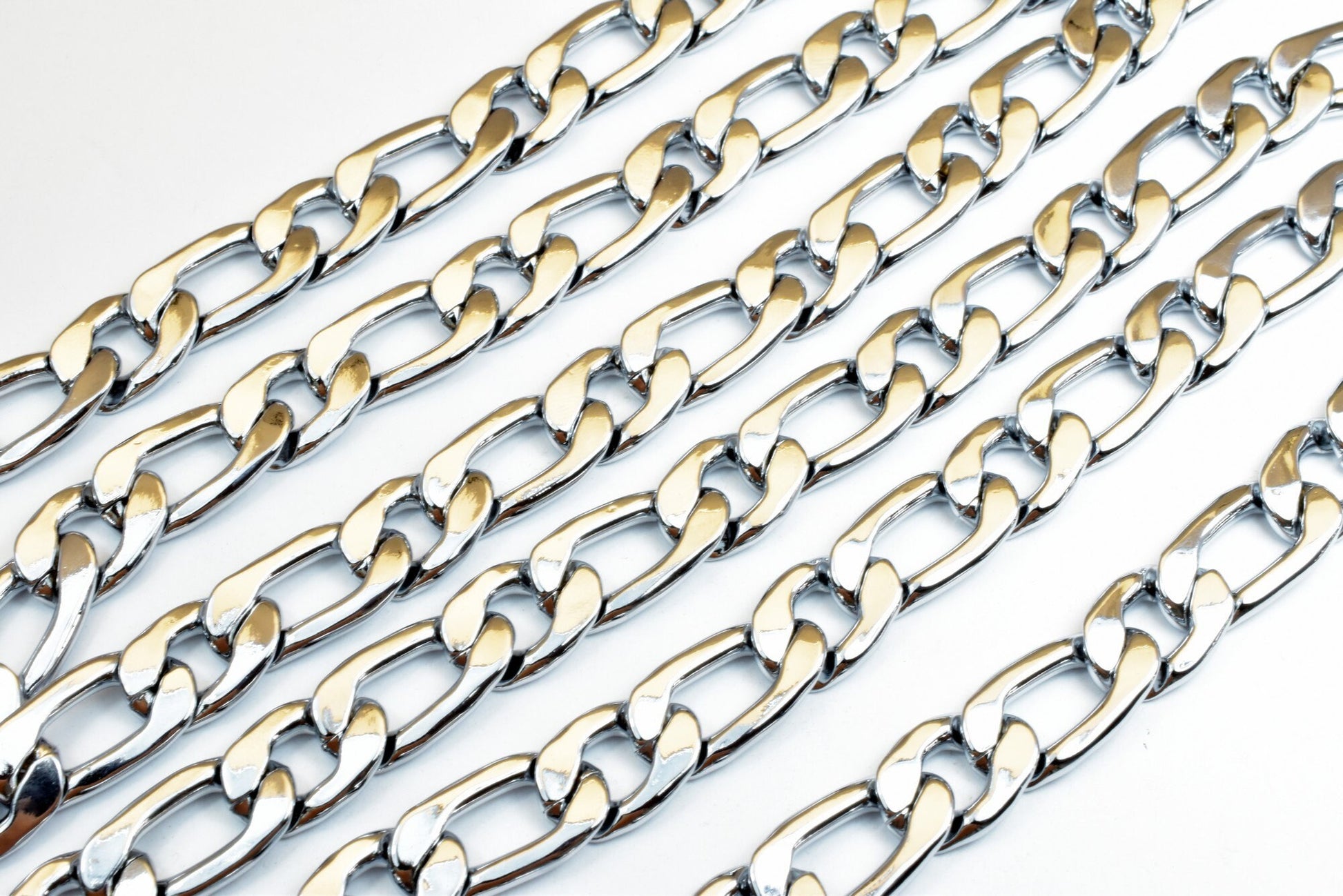 Cuban Rhodium Filled White Gold Filled Chain 23" Inch, Size 12x4mm CS17 For Jewelry Making jewelry making supplies - detai...