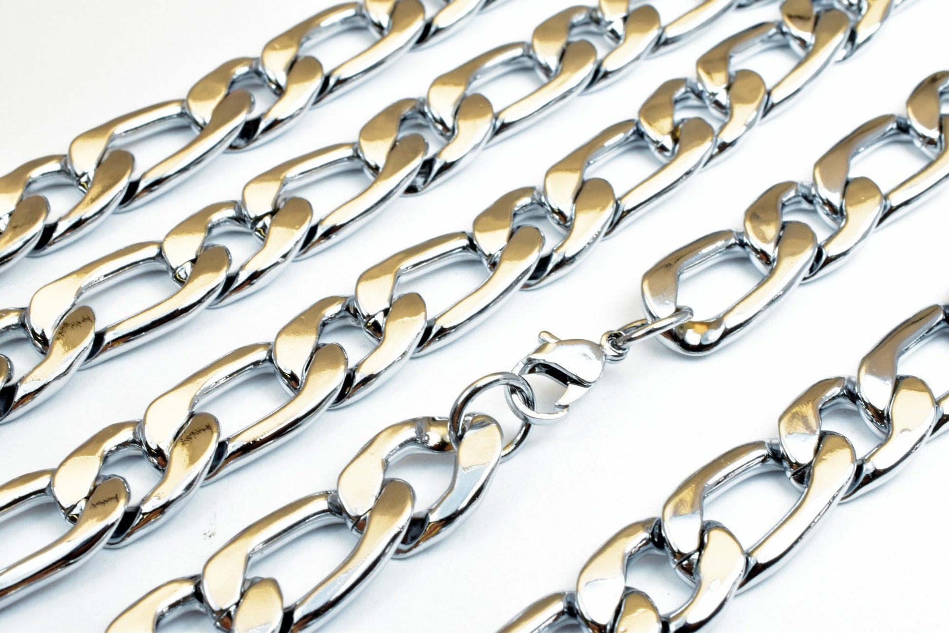 Cuban Rhodium Filled White Gold Filled Chain 23" Inch, Size 12x4mm CS17 For Jewelry Making jewelry making supplies - detai...