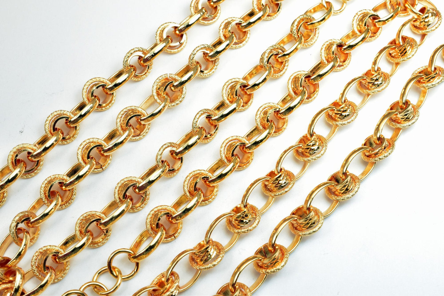 18K Pinky gold filled EP tarnish resistant Cable Chain 20" Inches Long 10mm width 9mm Thickness Findings For Jewelry Makin...