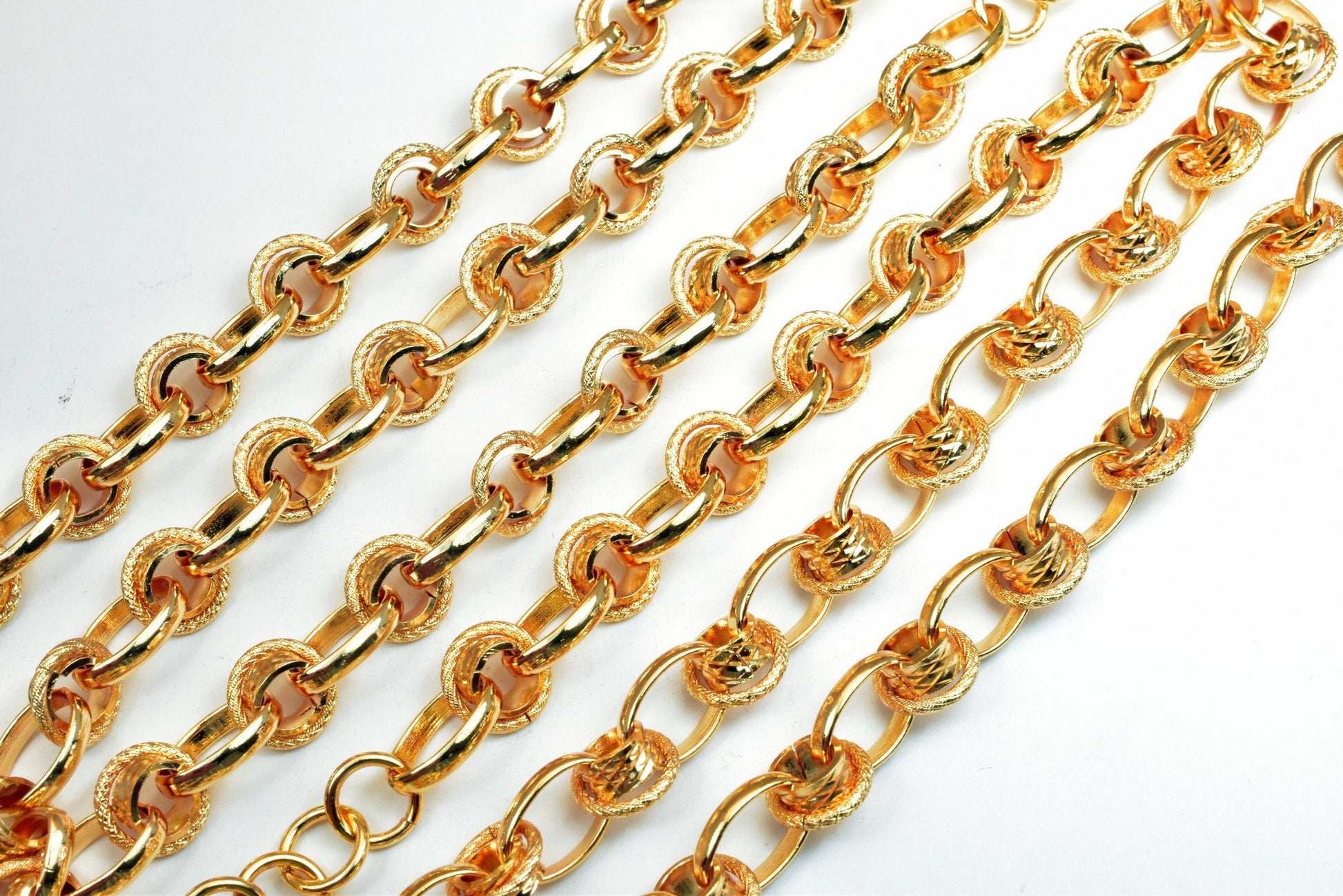 18K Pinky gold filled EP tarnish resistant Cable Chain 20" Inches Long 10mm width 9mm Thickness Findings For Jewelry Makin...