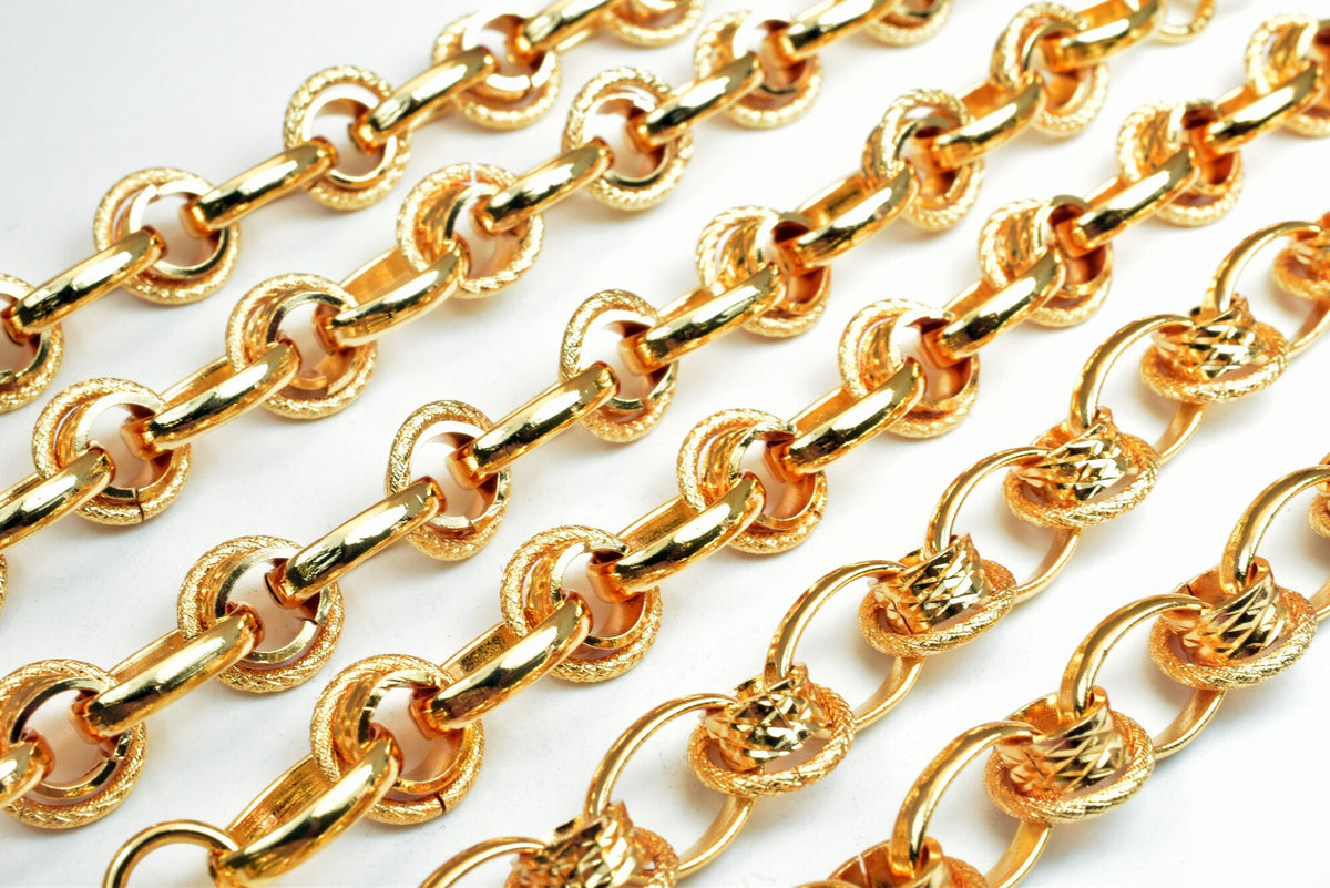 18K Pinky gold filled EP tarnish resistant Cable Chain 20" Inches Long 10mm width 9mm Thickness Findings For Jewelry Makin...