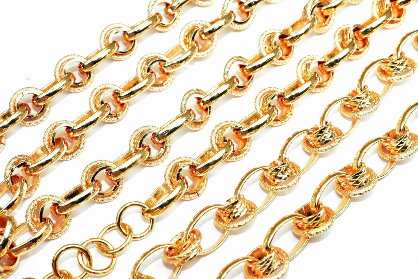 18K Pinky gold filled EP tarnish resistant Cable Chain 20" Inches Long 10mm width 9mm Thickness Findings For Jewelry Makin...