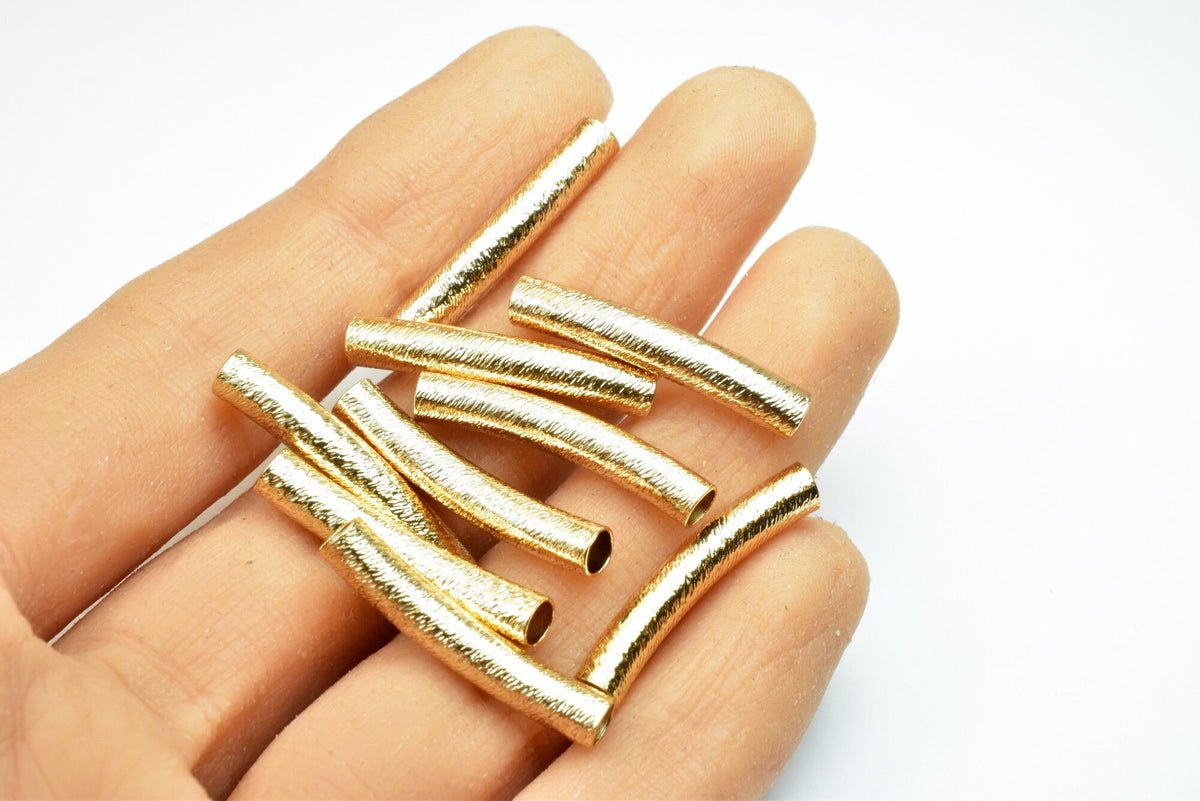 Gold Filled Alternative Diamond Cut Curve Tube Finding, 4x25mm, Tarnish Resistant Finish (Jewelry Design Components)