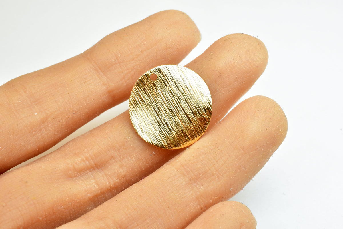 Gold Filled Alternative Disc: 18mm Round Wave Stamping Tag - Tarnish Resistant, Base , Jewelry Craft Findings