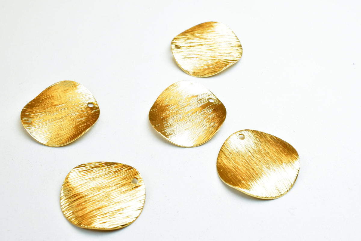 Gold Filled Alternative Disc: 18mm Round Wave Stamping Tag - Tarnish Resistant, Base , Jewelry Craft Findings