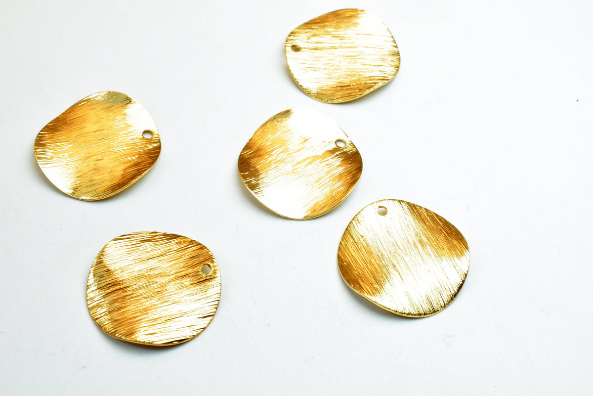 Gold Filled Alternative Disc: 18mm Round Wave Stamping Tag - Tarnish Resistant, Base , Jewelry Craft Findings