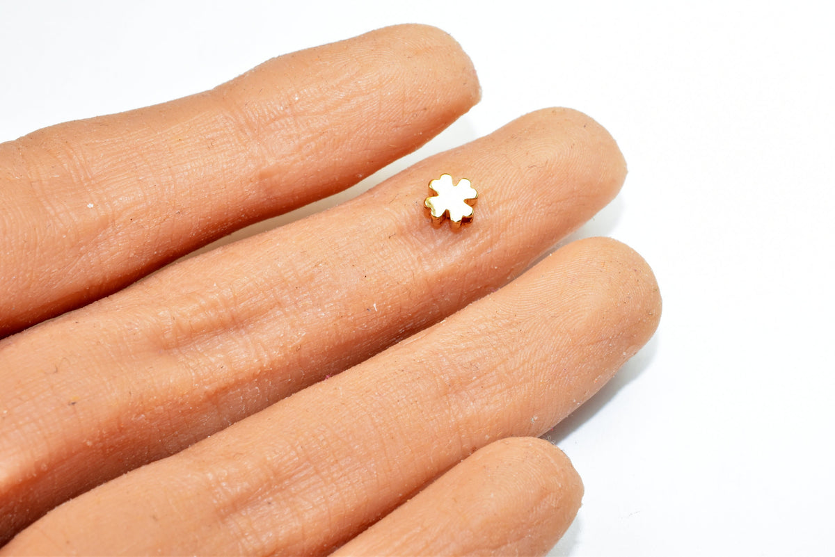 18K Gold Filled Flower Beads Size 5mm, Solid Spacer Beads, 50 PCs Teeny Tiny Findings For Jewelry Making GF07 jewelry maki...