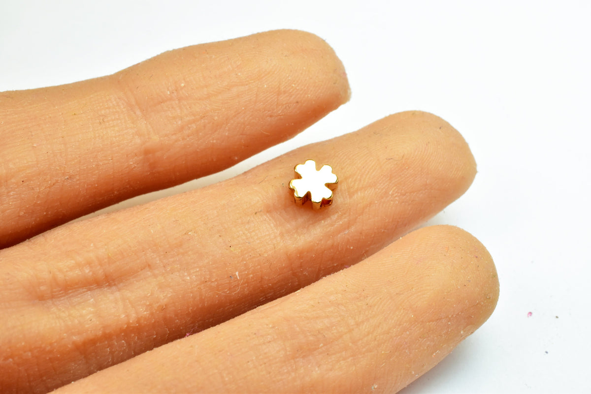 18K Gold Filled Flower Beads Size 5mm, Solid Spacer Beads, 50 PCs Teeny Tiny Findings For Jewelry Making GF07 jewelry maki...
