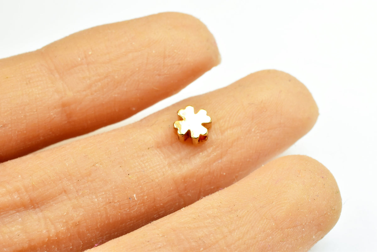 18K Gold Filled Flower Beads Size 5mm, Solid Spacer Beads, 50 PCs Teeny Tiny Findings For Jewelry Making GF07 jewelry maki...